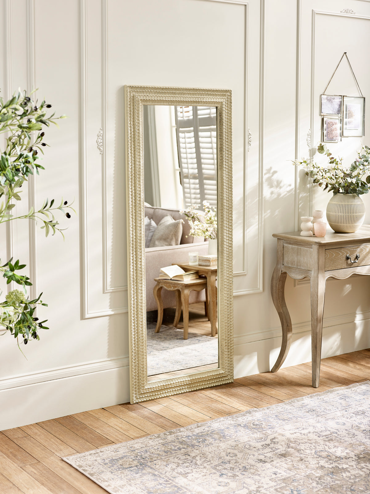 Alanis Full Length Rectangular Leaner Mirror - White