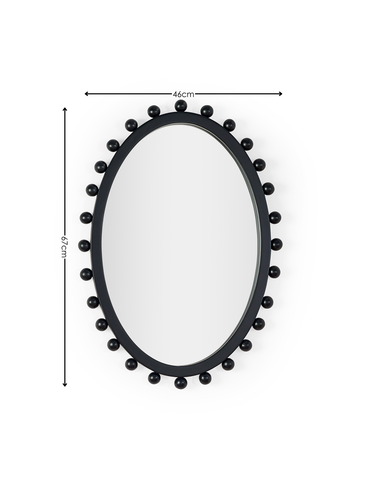 Hendrix Oval Beaded Wall Mirror - Black