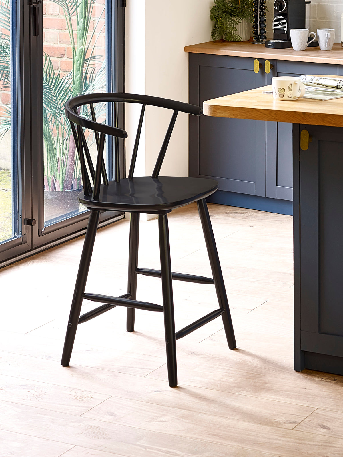 Modena Black Ash 112cm Solid Wood Bar Stool