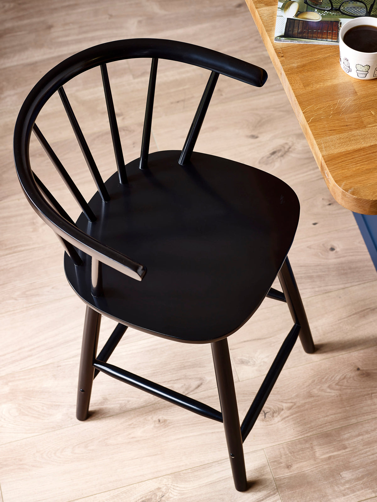 Modena Black Ash 112cm Solid Wood Bar Stool