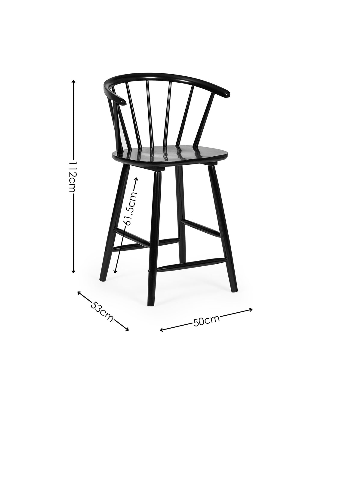 Modena Black Ash 112cm Solid Wood Bar Stool