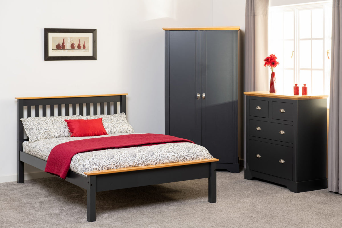 Monaco 4' Bed Low Foot End Dark Grey/Oak Effect