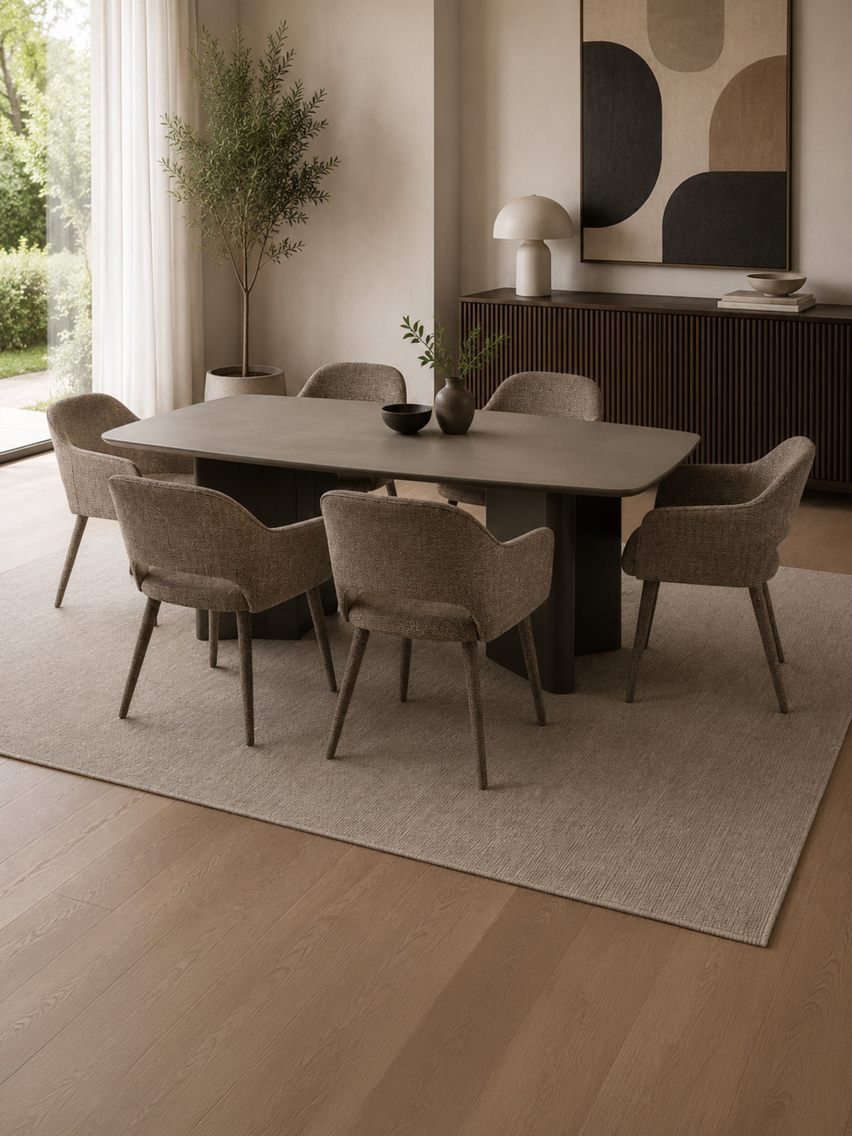 Moro Rectangular 6 Seater Dining Table - Matt Chocolate Brown