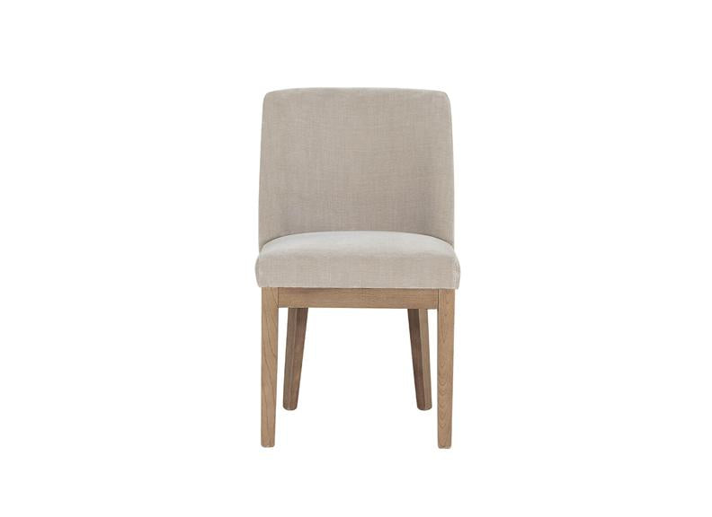 Massimo Dining Chair – Latte Fabric Upholstered with Solid Wood Legs