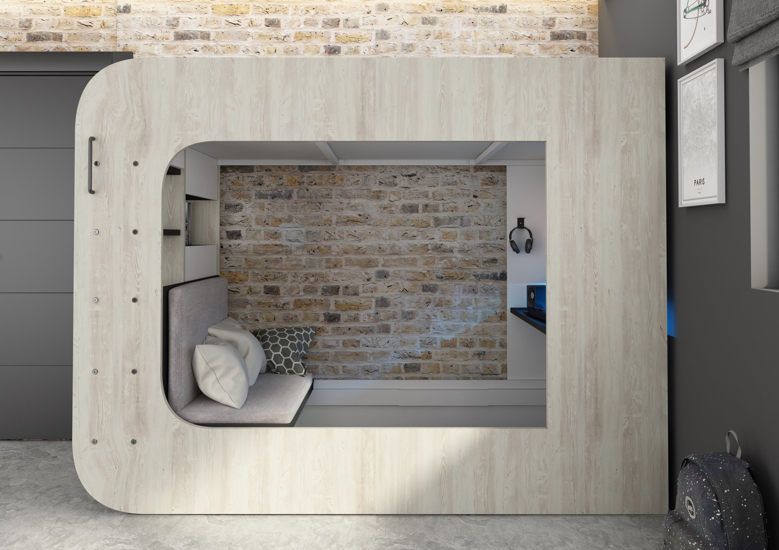 M-Space Oak Single Gaming Bed