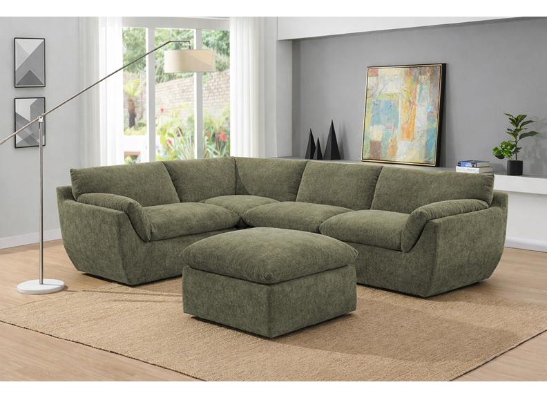 Malton Forest Green Fabric 2-C-1 Corner Sofa (Pre-Order)