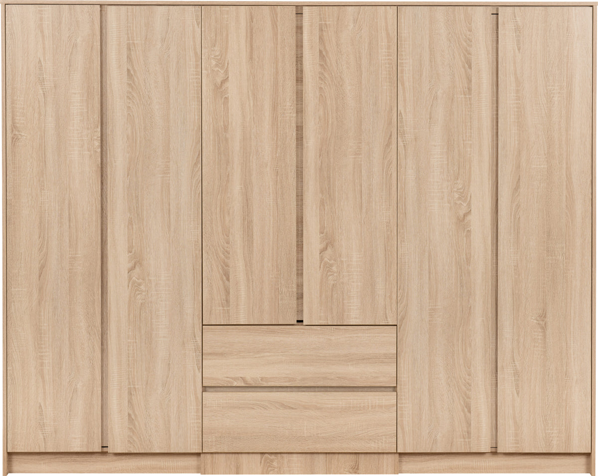 Malvern 6 Door 2 Drawer Wardrobe Sonoma Oak Effect