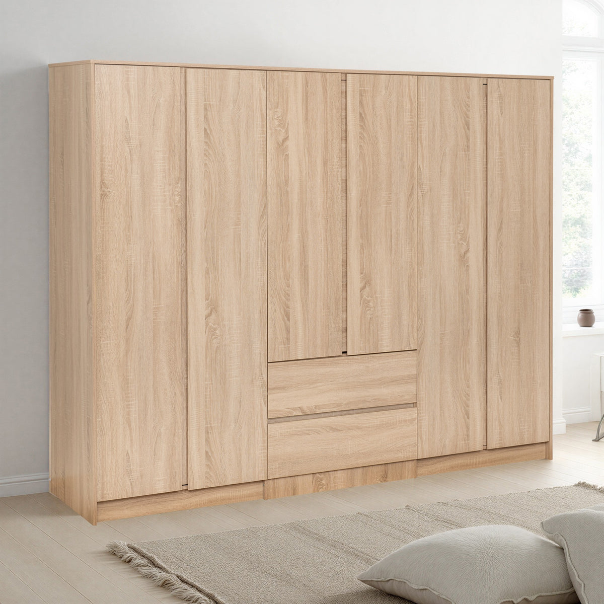 Malvern 6 Door 2 Drawer Wardrobe Sonoma Oak Effect