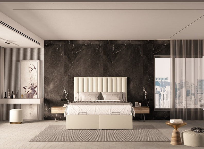 Merak Fabric Ottoman Bed - end