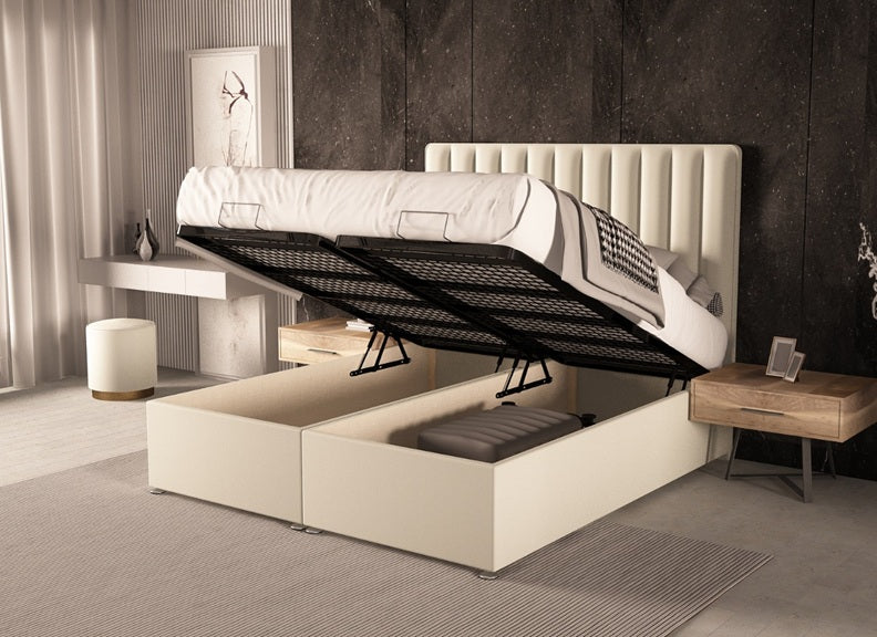 Merak Fabric Ottoman Bed - open