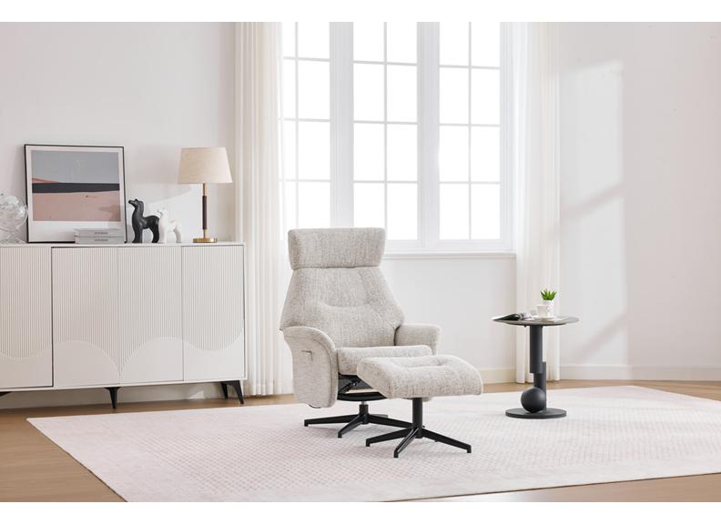Mira Fabric Swivel Chair & Footstool