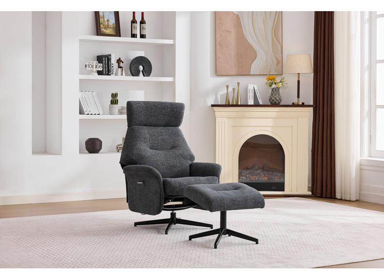 Mira Fabric Swivel Chair & Footstool