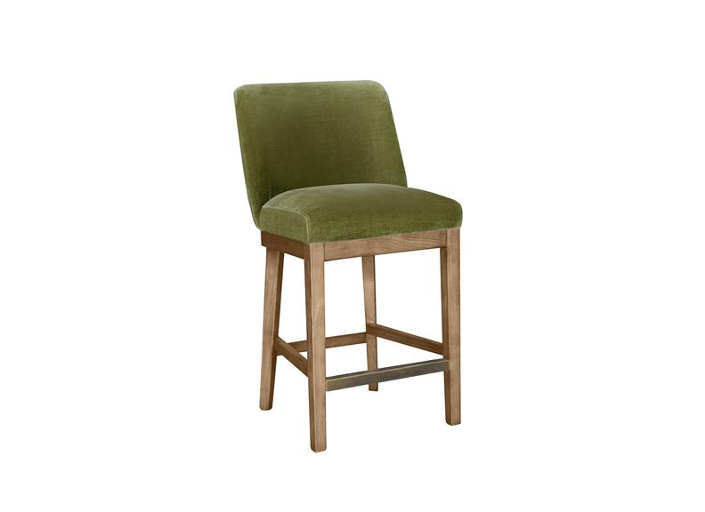 Massimo Counter Chair – Green Fabric Upholstered with Solid Wood Legs