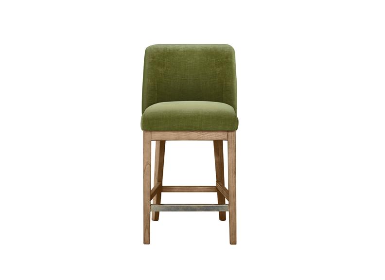 Massimo Counter Chair – Green Fabric Upholstered with Solid Wood Legs