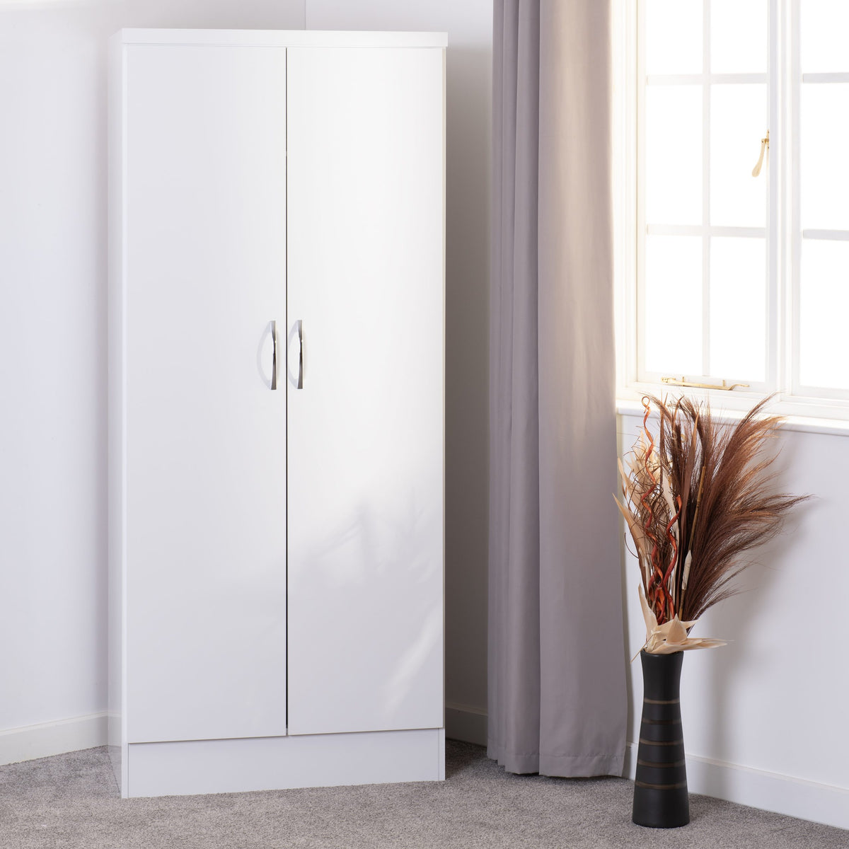 Nevada 2 Door All Hanging Wardrobe White Gloss