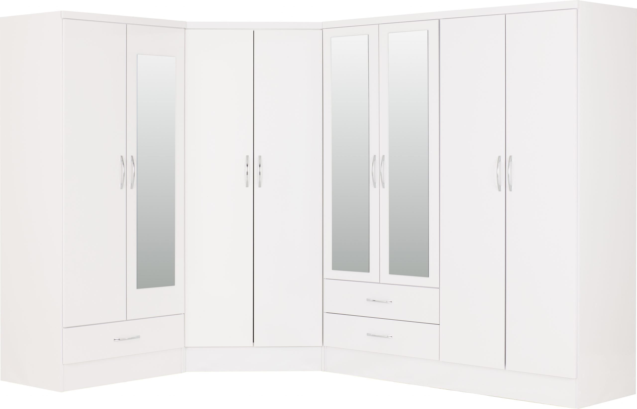 Nevada 2 Door Corner Wardrobe White Gloss