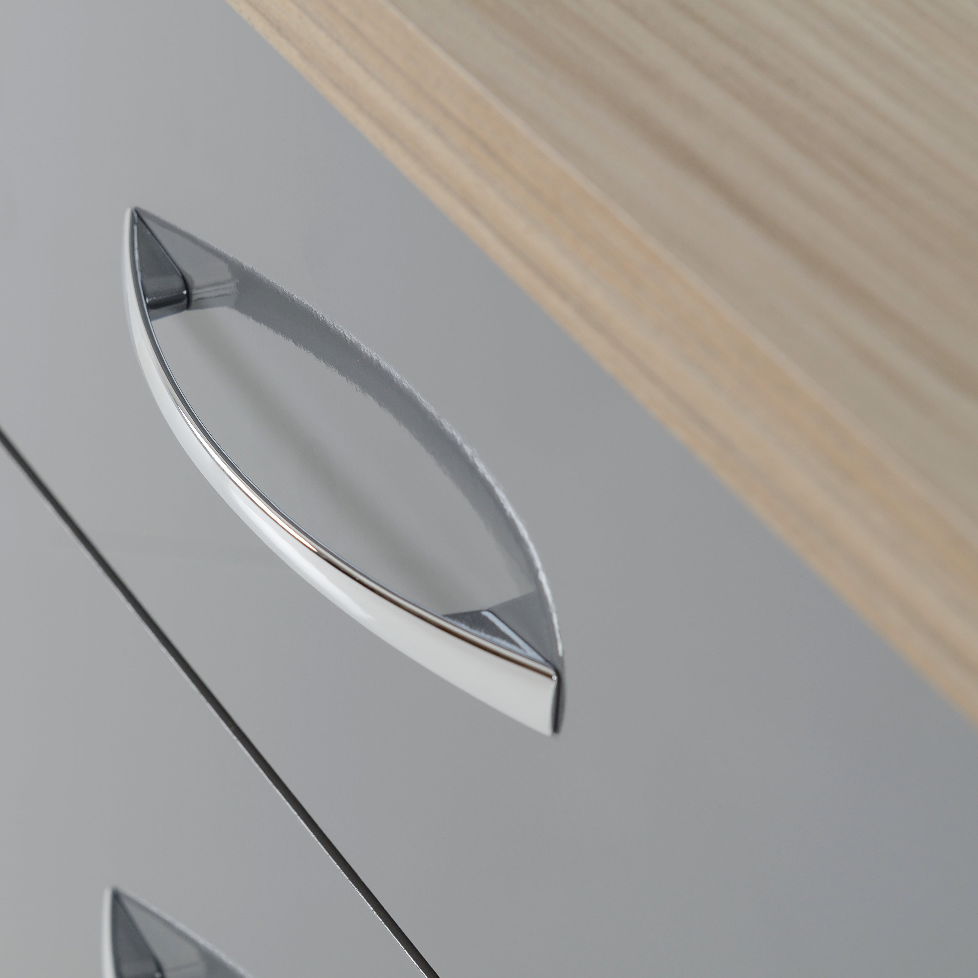 Nevada 2 Drawer Bedside Grey Gloss/Light Oak Effect Veneer