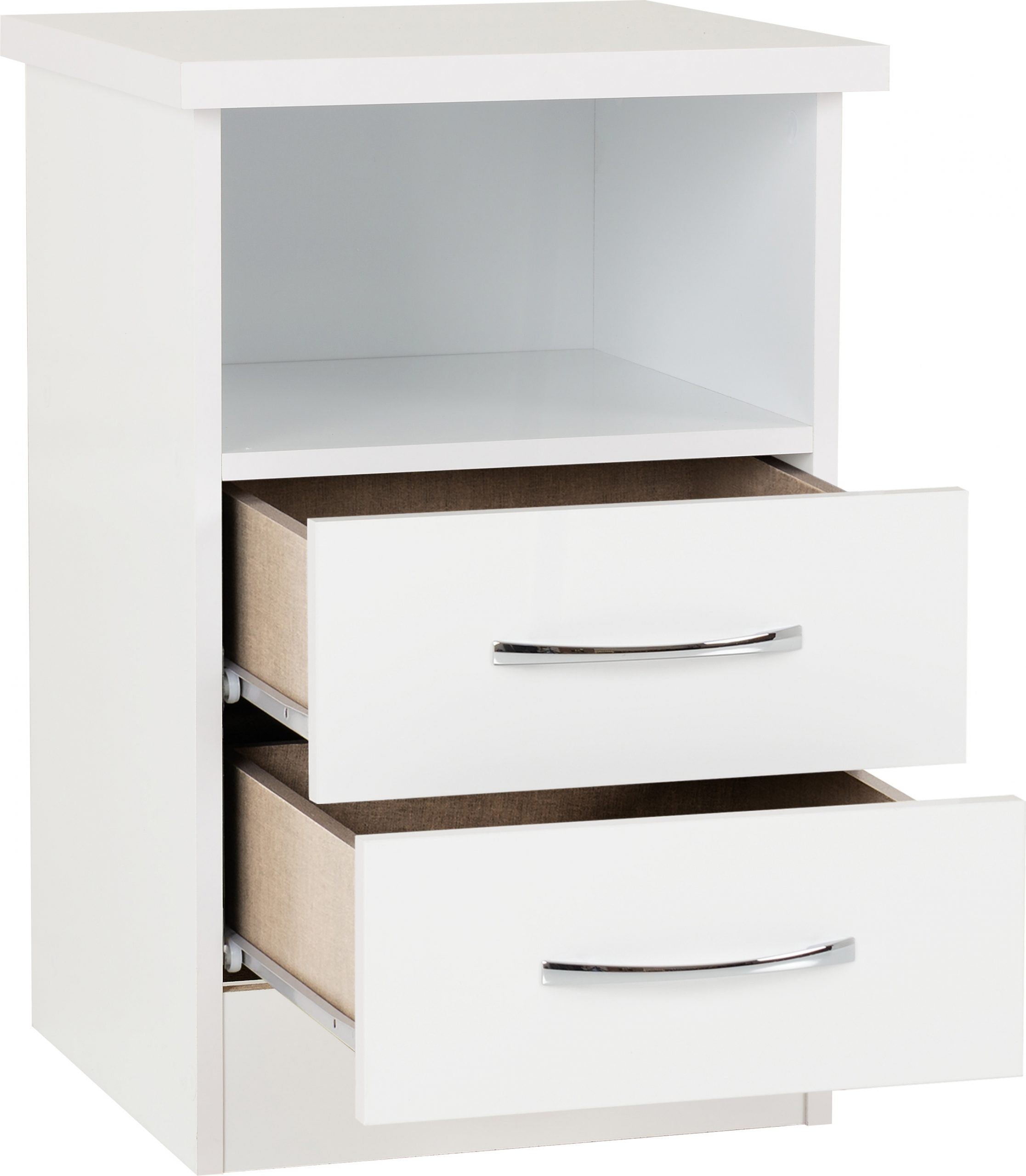 Nevada 2 Drawer Bedside White Gloss