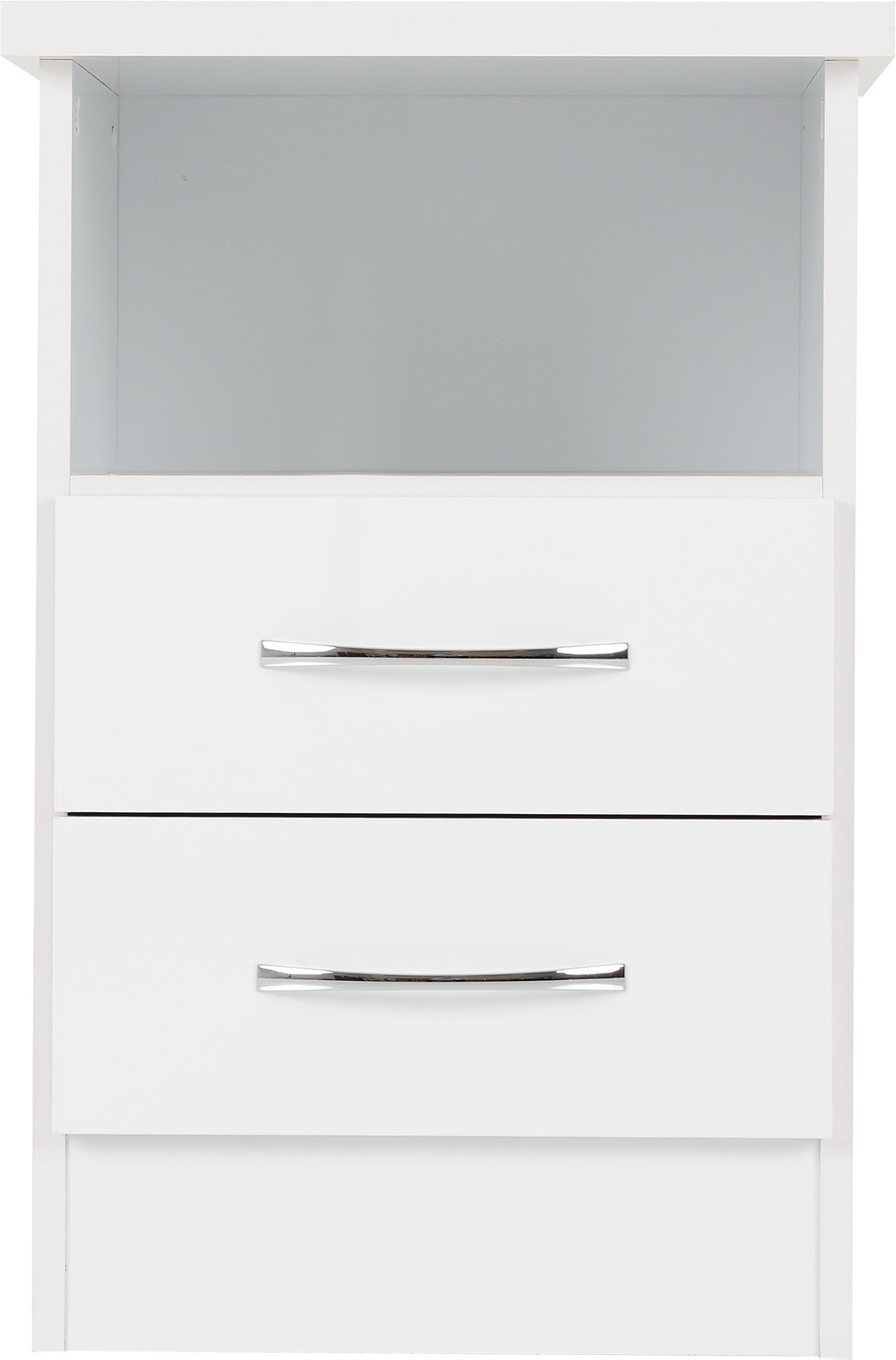 Nevada 2 Drawer Bedside White Gloss