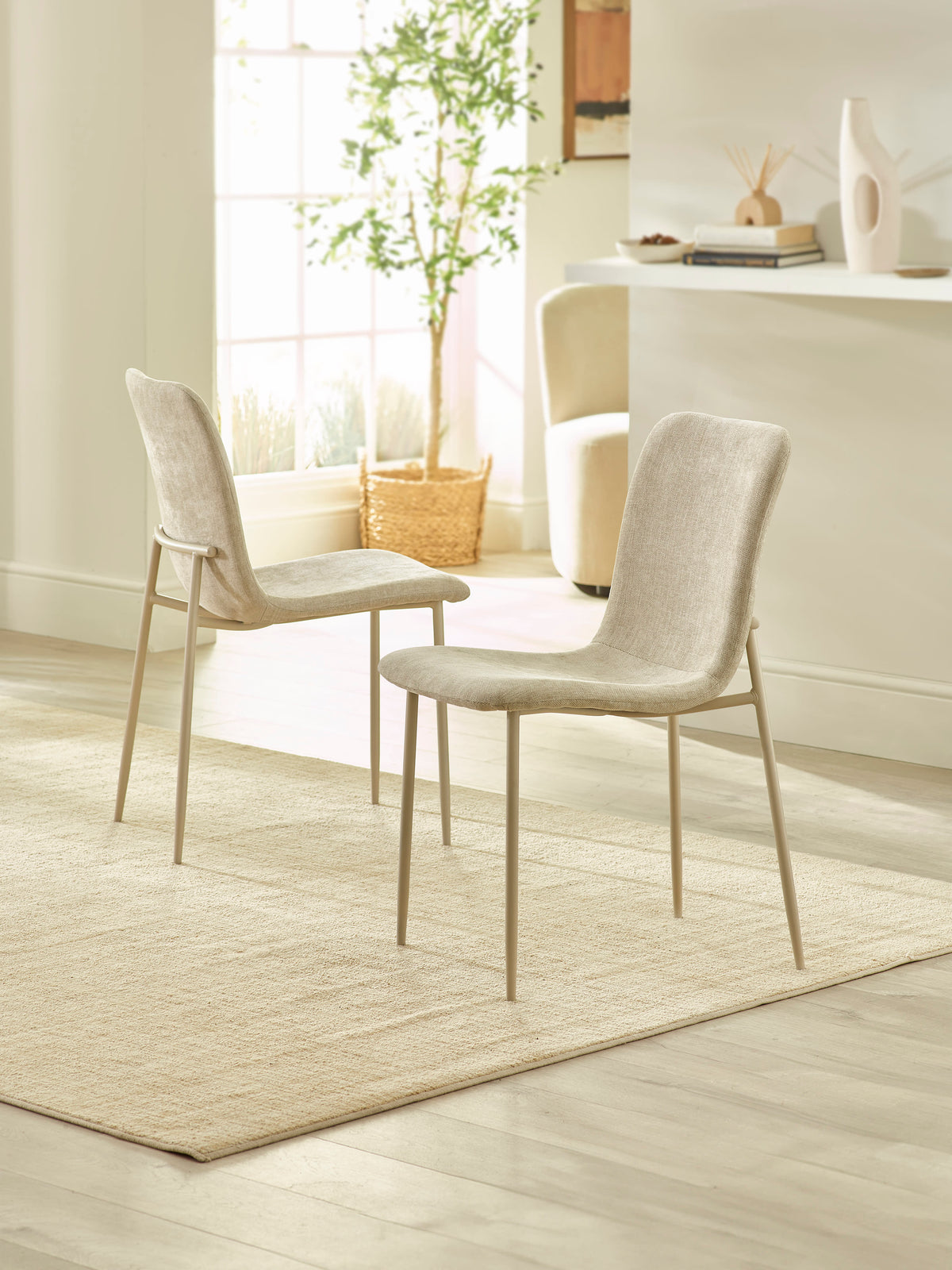 Nora Upholstered Dining Chair (Set of 4) - Cream Chenille