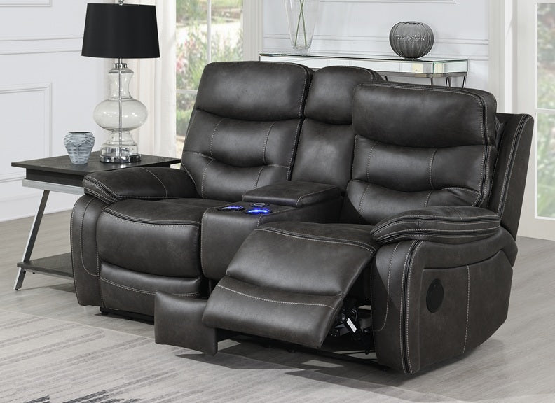 Noah 'Tech' Grey 2PP Sofa W/Console