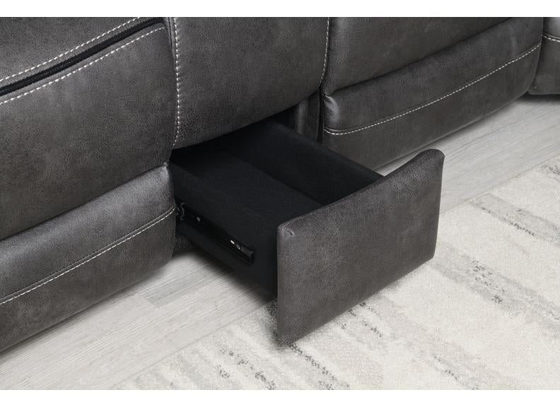 Noah 'Tech' Grey 2PP Sofa W/Console
