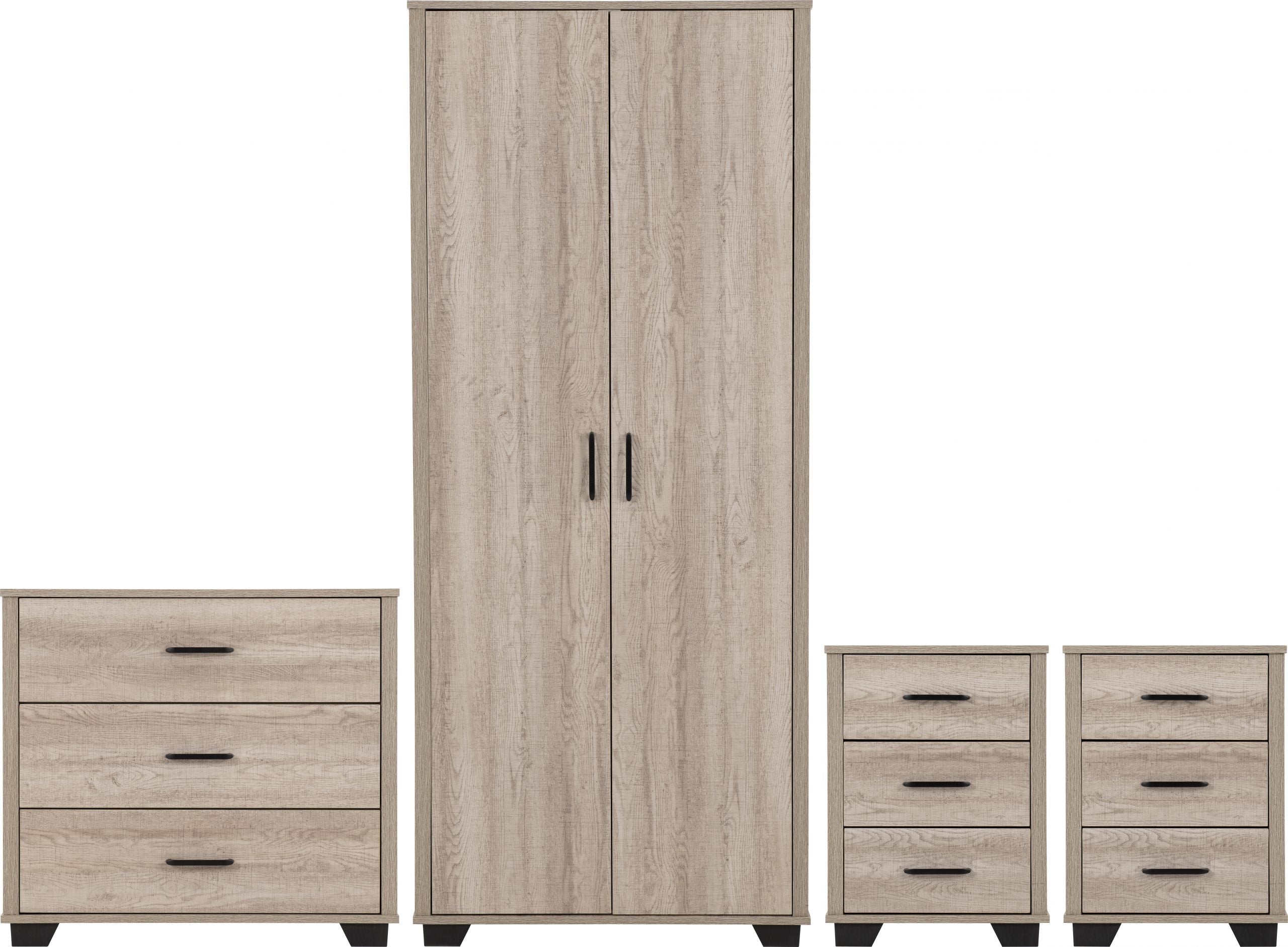 Oliver 2 Door Wardrobe Bedroom Set Light Oak Effect