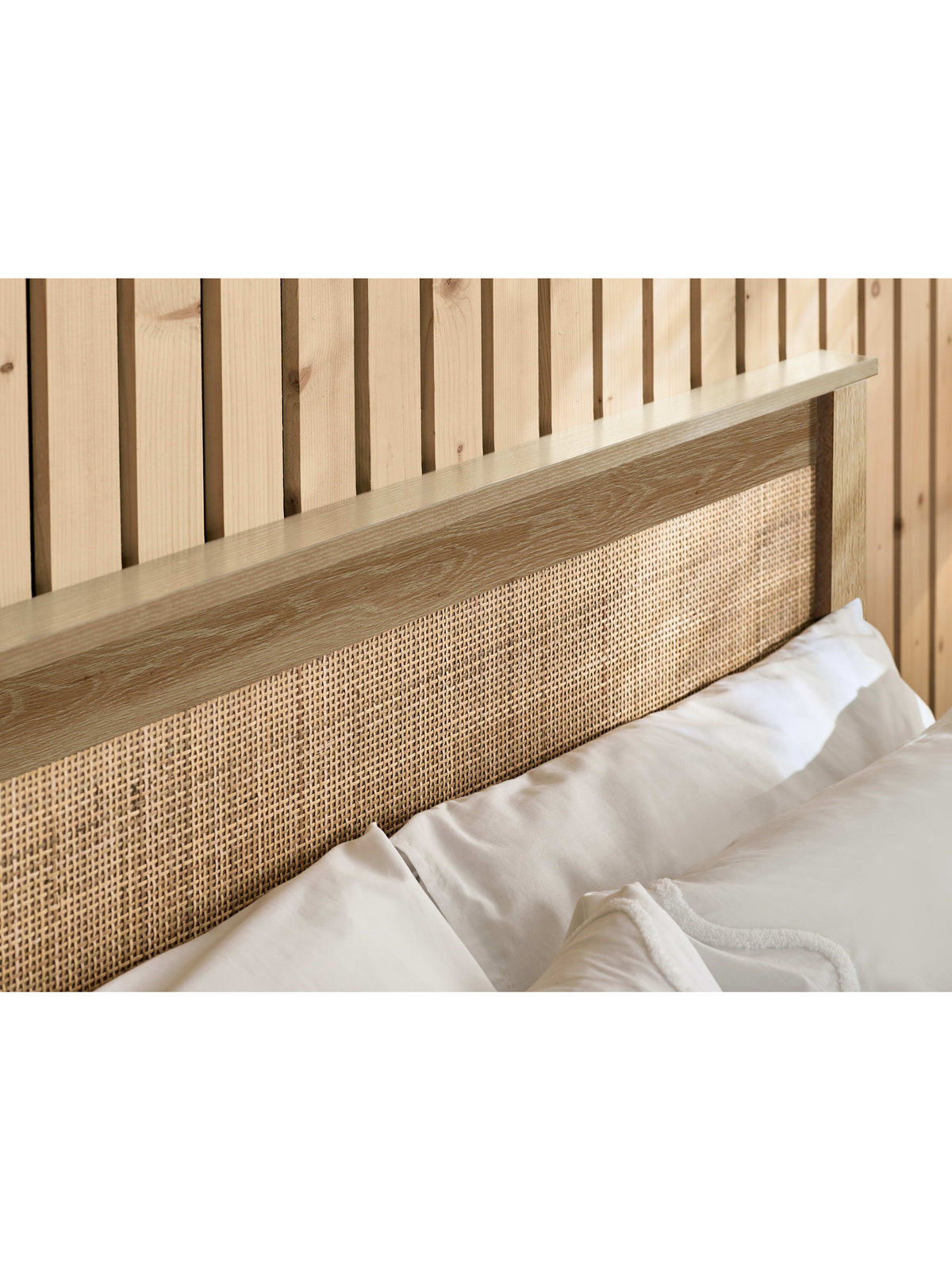Padstow 150cm King Oak Rattan Effect Lift-up Ottoman Storage Bed