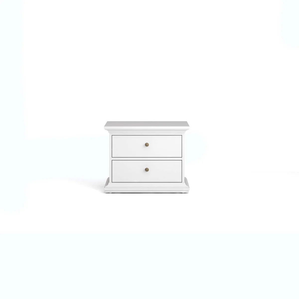Bellamy 2 Drawer Nightstand – White Finish with Compact Design