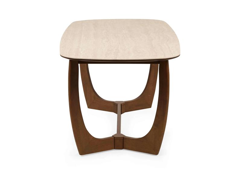 Portland Fixed Dining Table | Walnut effect Frame & Natural Stone Top