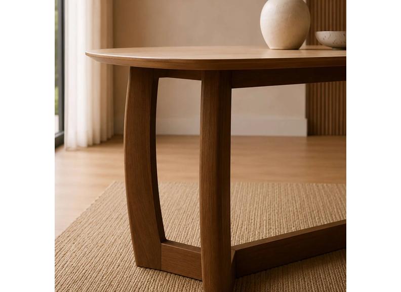 Portland Fixed Dining Table | Walnut effect Frame & Natural Stone Top