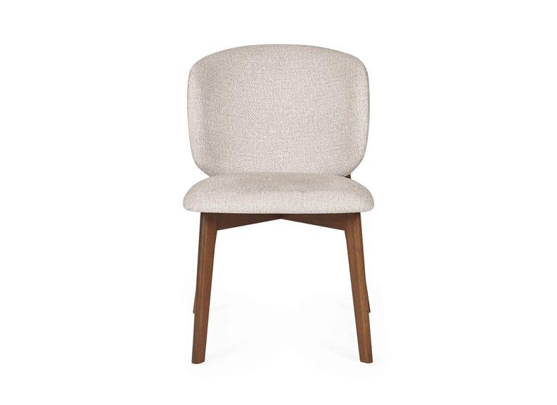 Two Portland Fabric Dining Chairs | Walnut effect Frame & Chenille Fabric Upholstery