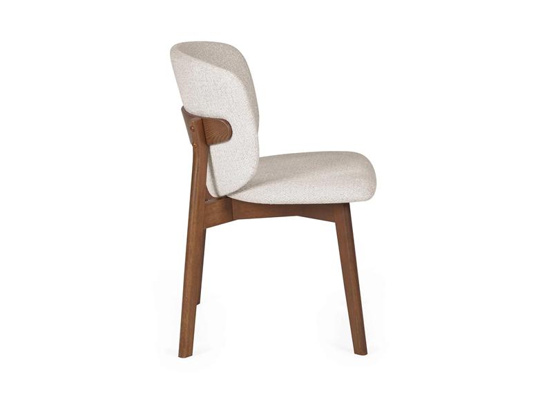 Portland Fixed Dining Set | Walnut Effect Frame & Natural Stone Table Top With Fabric Chairs