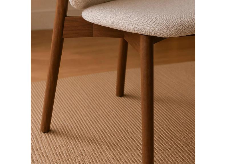 Two Portland Fabric Dining Chairs | Walnut effect Frame & Chenille Fabric Upholstery