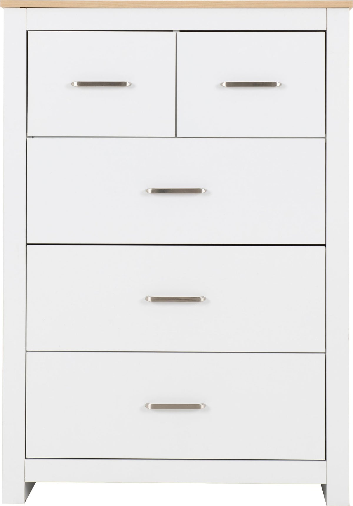 Portland 3+2 Drawer Chest White/Oak Effect