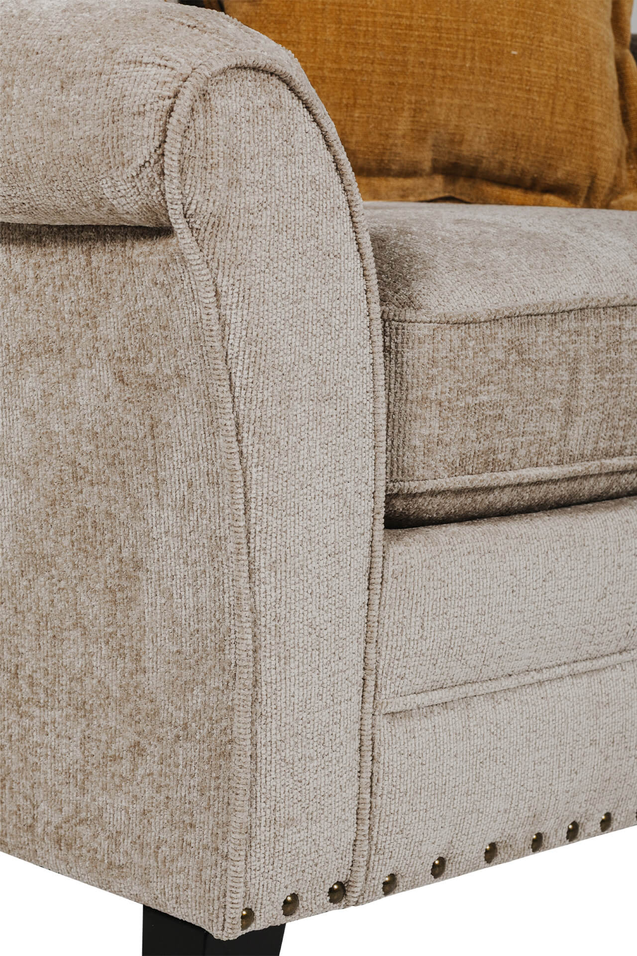 Pippa 1 Seater Sofa – Mink Upholstered with Scatter Cushions