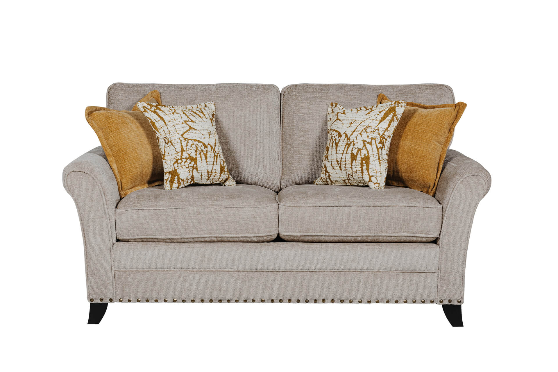 Pippa 2 Seater Sofa – Mink Upholstered with Scatter Cushions