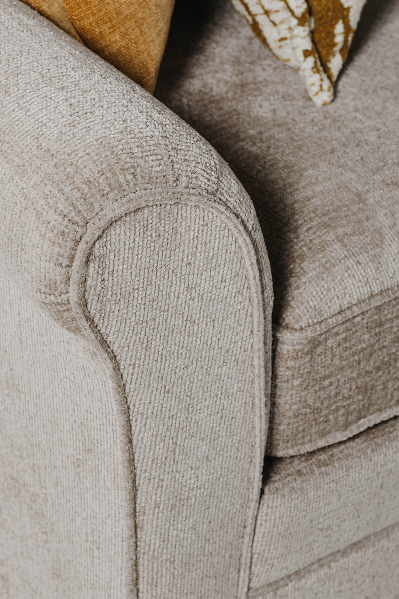 Pippa 2 Seater Sofa – Mink Upholstered with Scatter Cushions