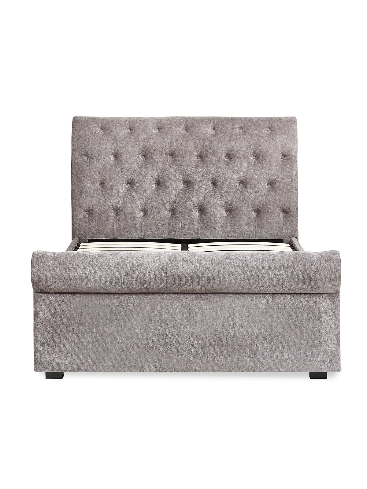 Ravello Grey Chenille Upholstered 150cm Kingsize Bed with 2 Drawers