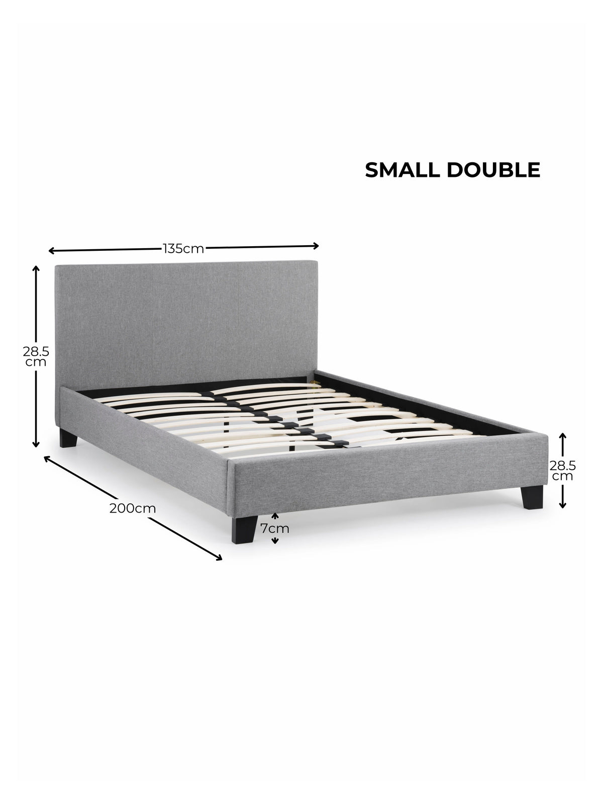 Rialto Upholstered Bed - Grey Linen, Small Double