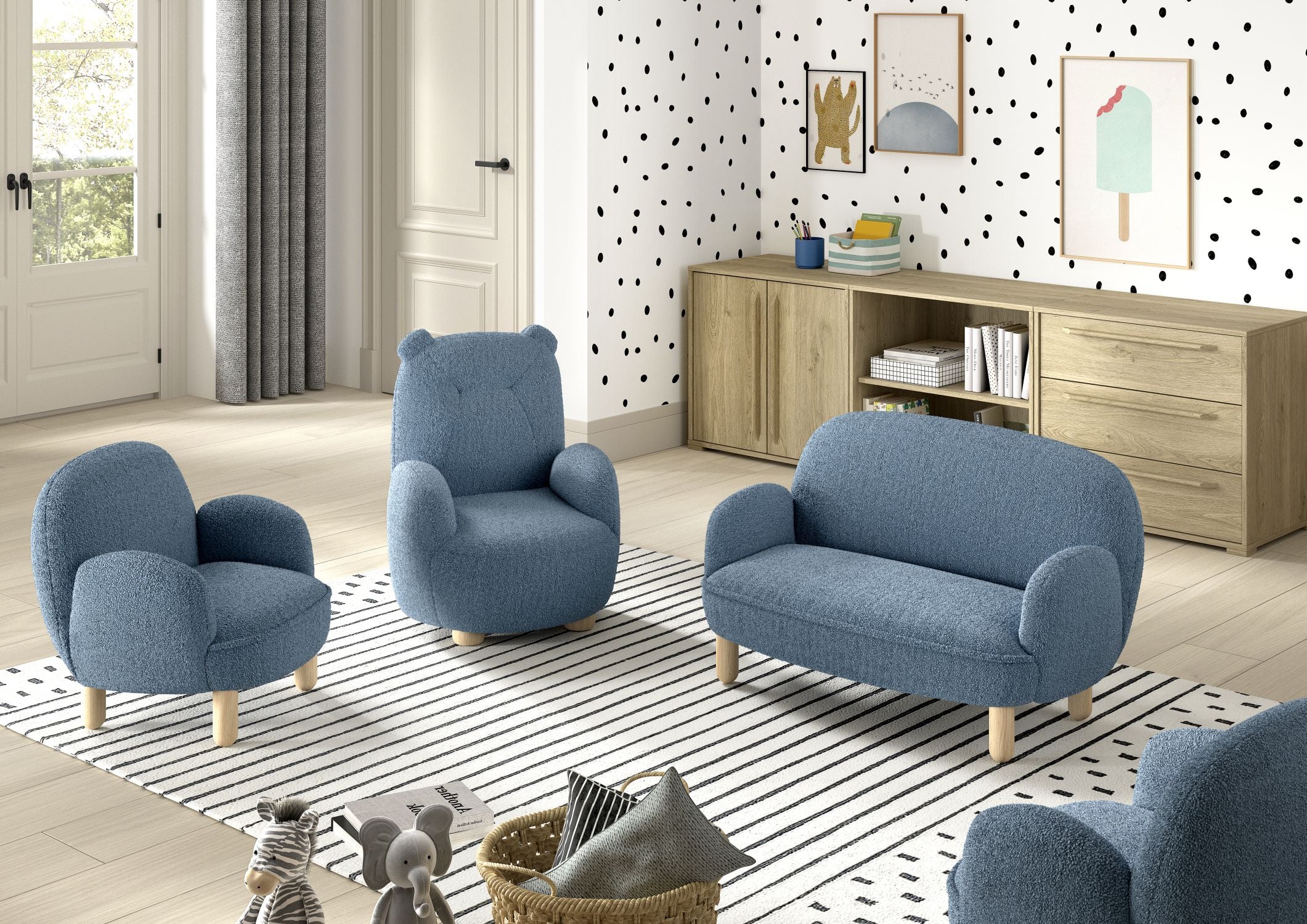 Rocky Sofa Bear Mini Bouclé Davis Blue