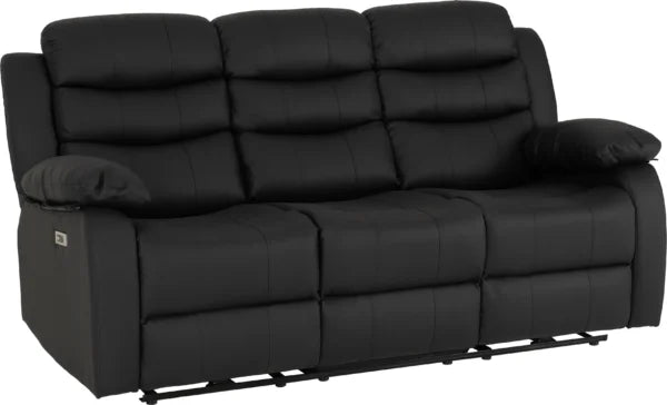 Roma 3+2 Electric Recliner Suite Black Faux Leather - image 3