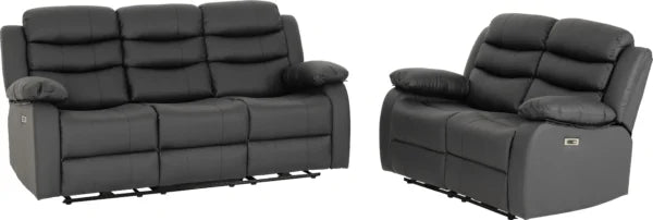 Roma 3+2 Electric Recliner Suite Grey Faux Leather - image 2