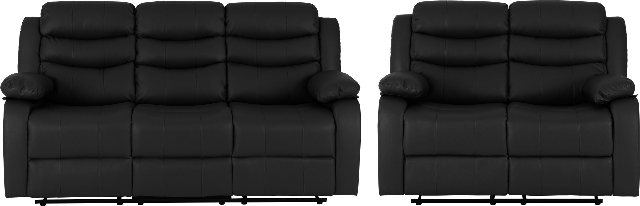 Roma 3+2 Recliner Suite Black Faux Leather