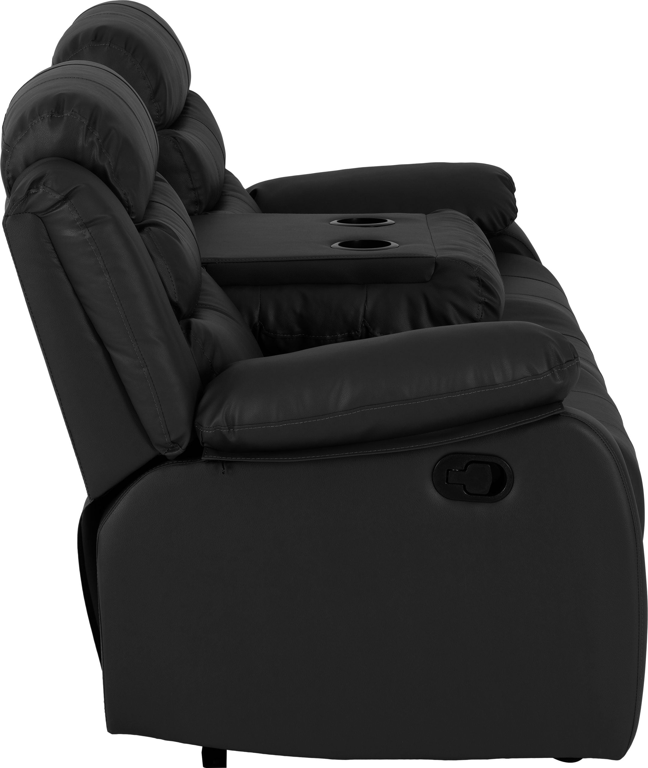 Roma 3+2 Recliner Suite Black Faux Leather