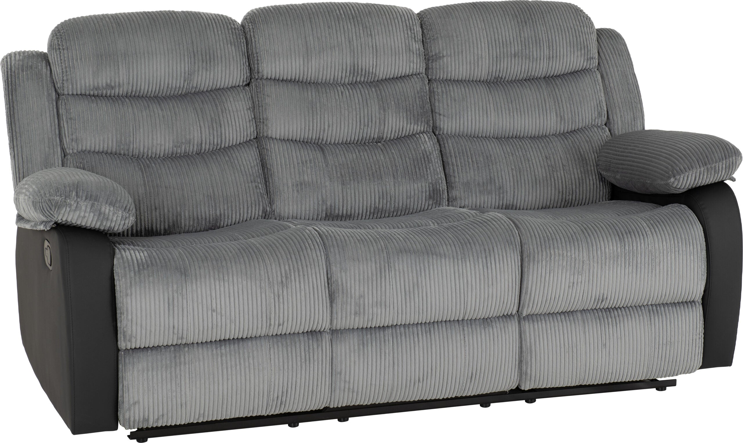 Roma 3+2 Recliner Suite Grey Cord Fabric/Black Faux Leather