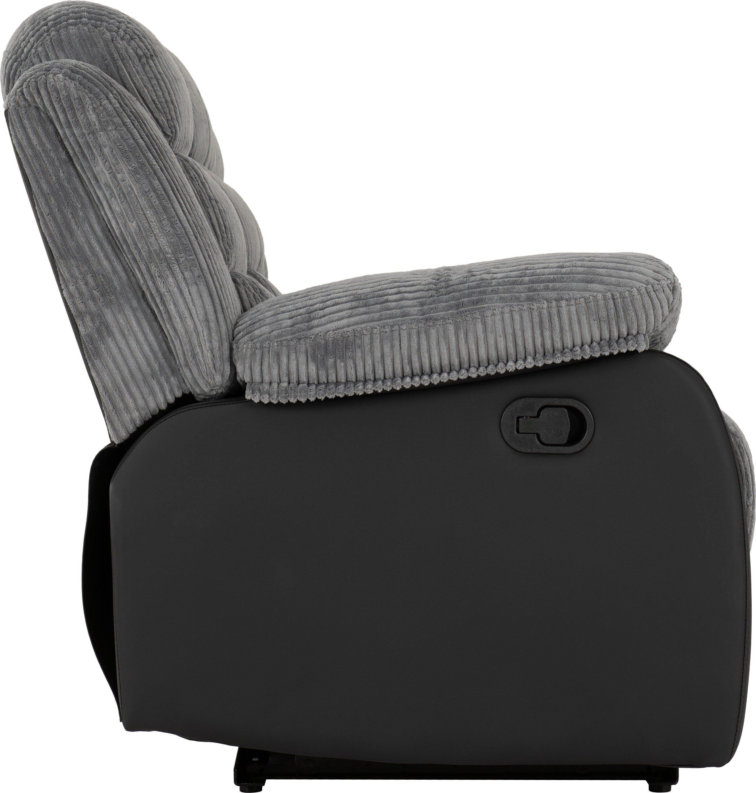 Roma 3+2 Recliner Suite Grey Cord Fabric/Black Faux Leather