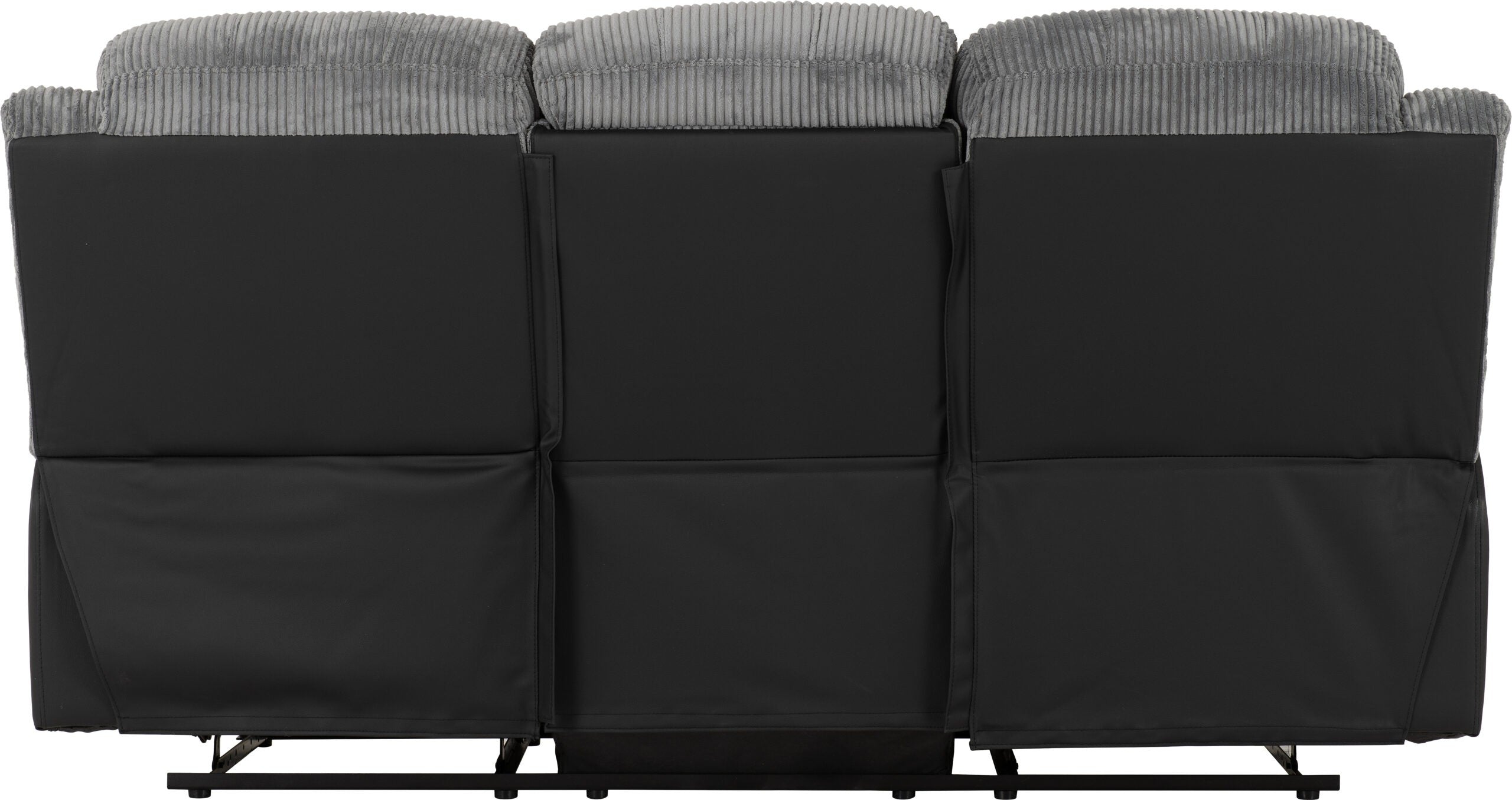 Roma 3+2 Recliner Suite Grey Cord Fabric/Black Faux Leather