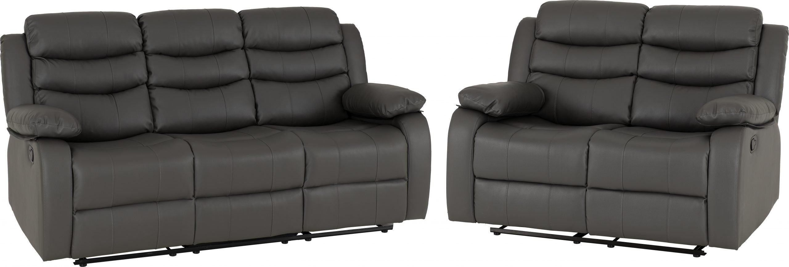 Roma 3+2 Recliner Suite Grey Faux Leather