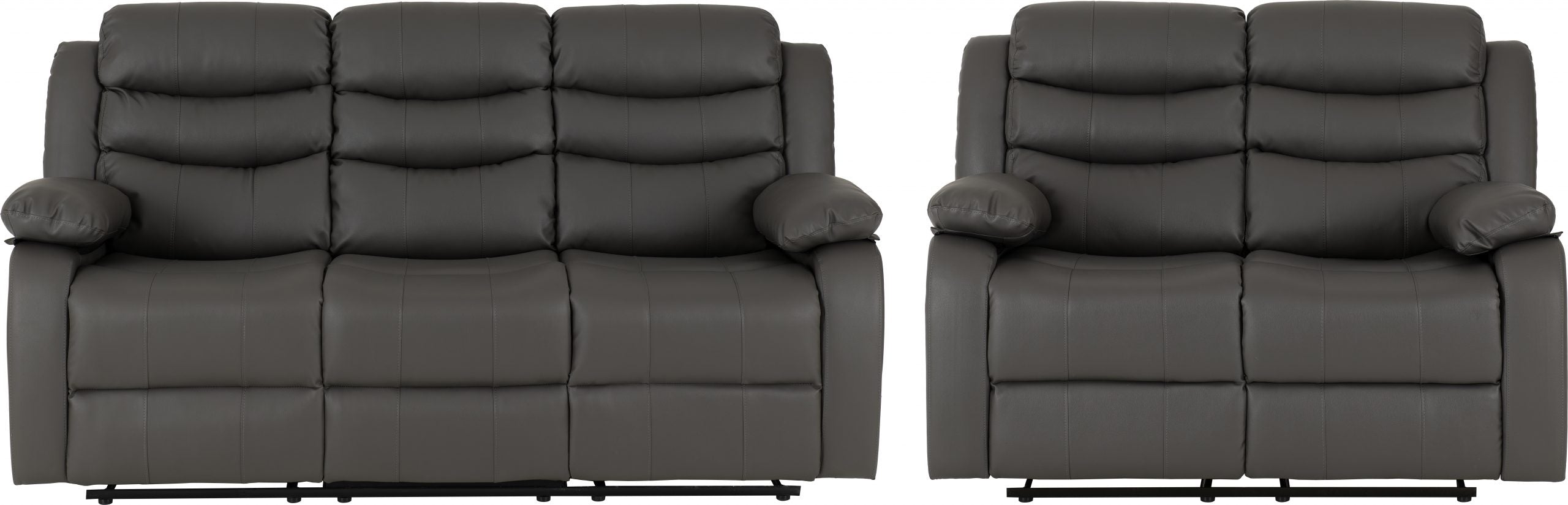 Roma 3+2 Recliner Suite Grey Faux Leather - image 2